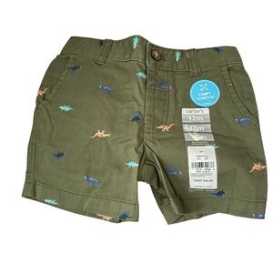 Carter's Olive Dinosaur Print Kids Shorts